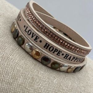 Inspirational Multi-Row Leather  Wrap Bracelet